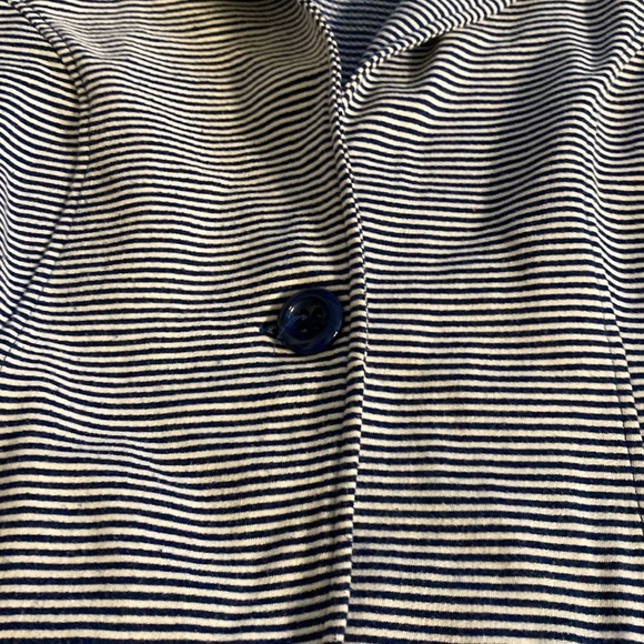 Tulle Original Clothing blazer. Blue/white stripe. Size L. 3/4 ruched sleeves. - Picture 5 of 14